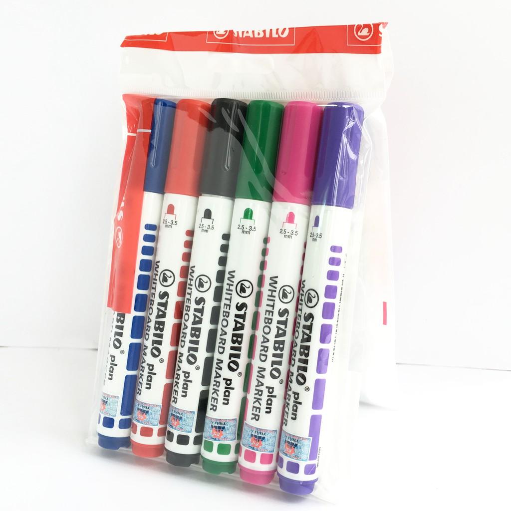 Bộ 6 Bút viết bảng đầu tròn STABILO plan WHITEBOARD MARKER (WM641-6C)