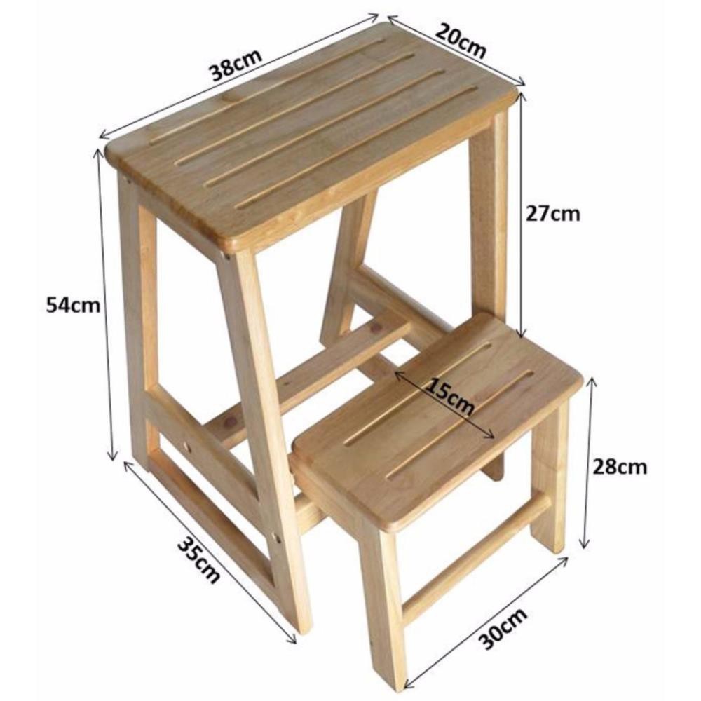 Ghế bậc thang 2 tầng gấp gọn tiện lợi bằng gỗ caosu siêu bền Đức Thành, ghế thang thắp hương, lấy đồ, sửa đồ trên cao dễ dàng, ghế thang gấp gọn bằng gỗ