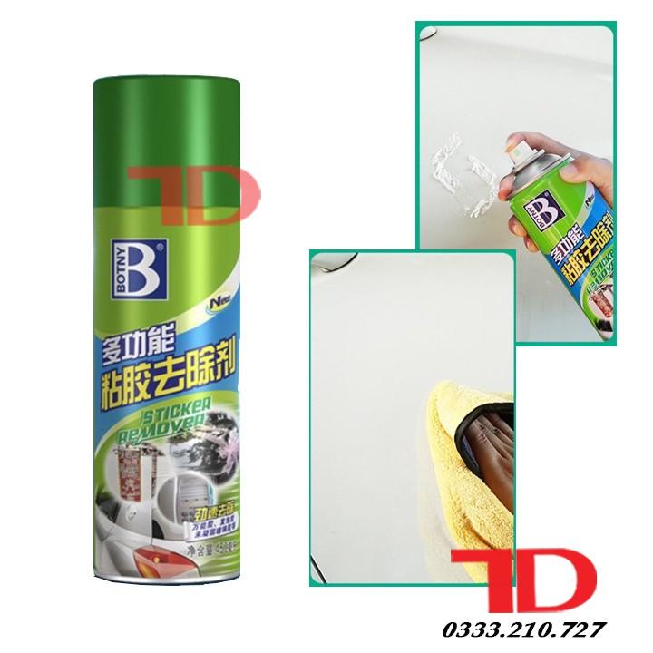 Dung dịch tẩy vết keo dán BOTNY Sticker Remover 450ml, bình xịt loại bỏ decal, vết keo dính lâu ngày kính xe hơi, ô tô