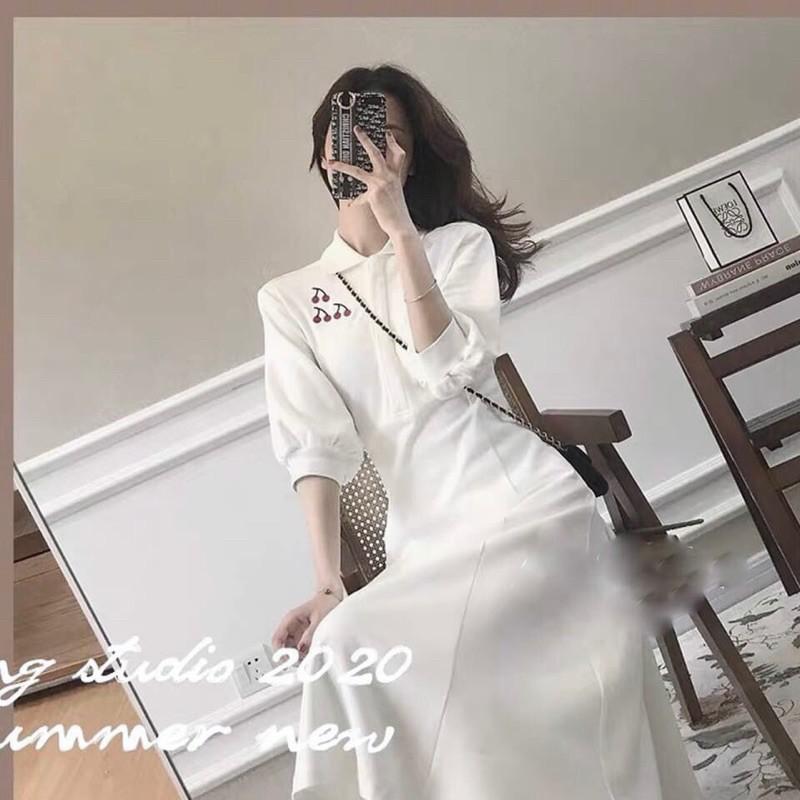 VÁY MAXI CHERRY TAY BỒNG- ĐẦM THUN COTTON TRẮNG LUNG LINH CAO CẤP - ĐẦM THUN TAY LỠ, DÁNG SUÔNG- tHỜI TRAG HÈ - NU STORE