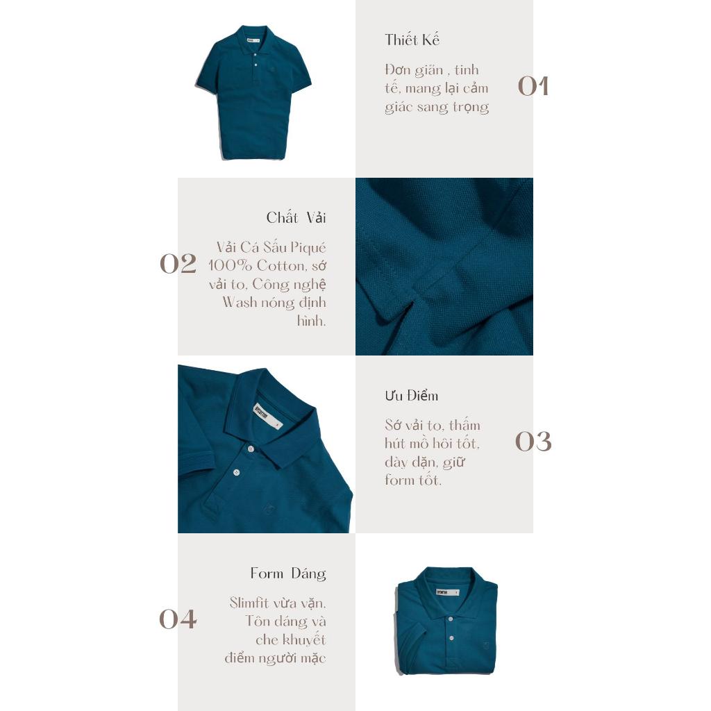 Áo Thun Polo Nam Cổ Bẻ Xanh Coban BY COTTON Cobalt Blue Basic Polo