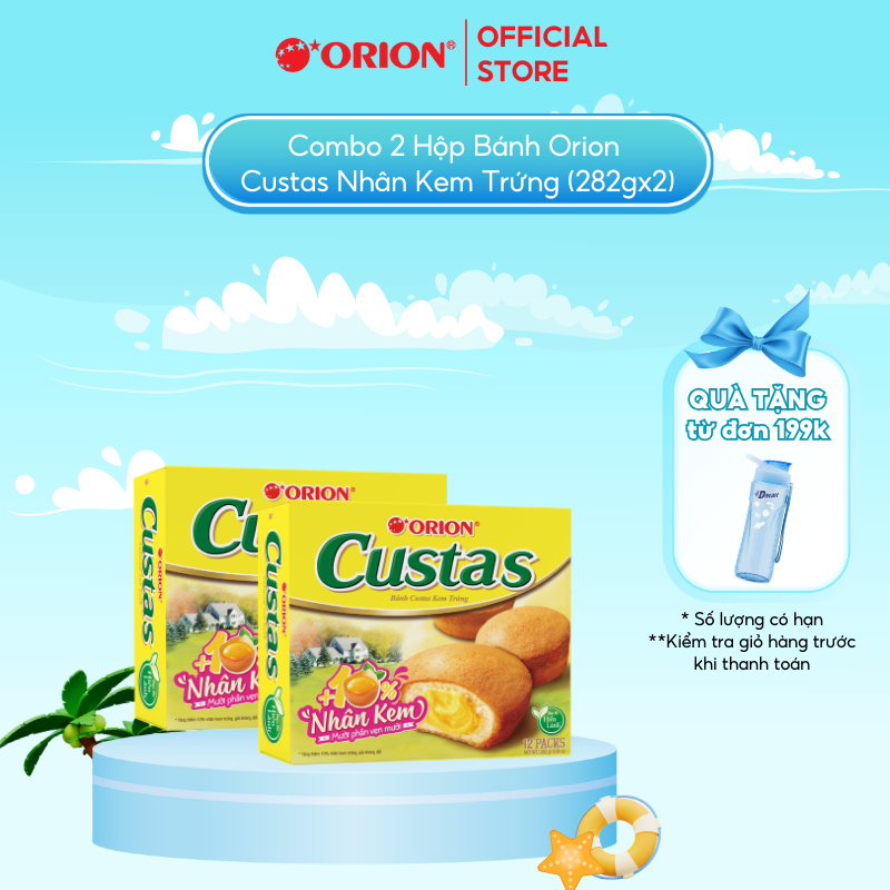 Combo 2 Hộp Bánh CUSTAS Nhân Kem BƠ TRỨNG