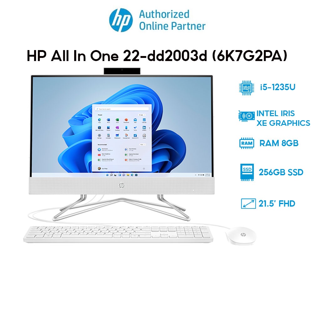 PC HP All In One 22-dd2003d (6K7G2PA) (i5-1235U | 8GB | 256GB | Intel Iris Xe Graphics | 21.5' FHD | Win 11) Hàng chính hãng