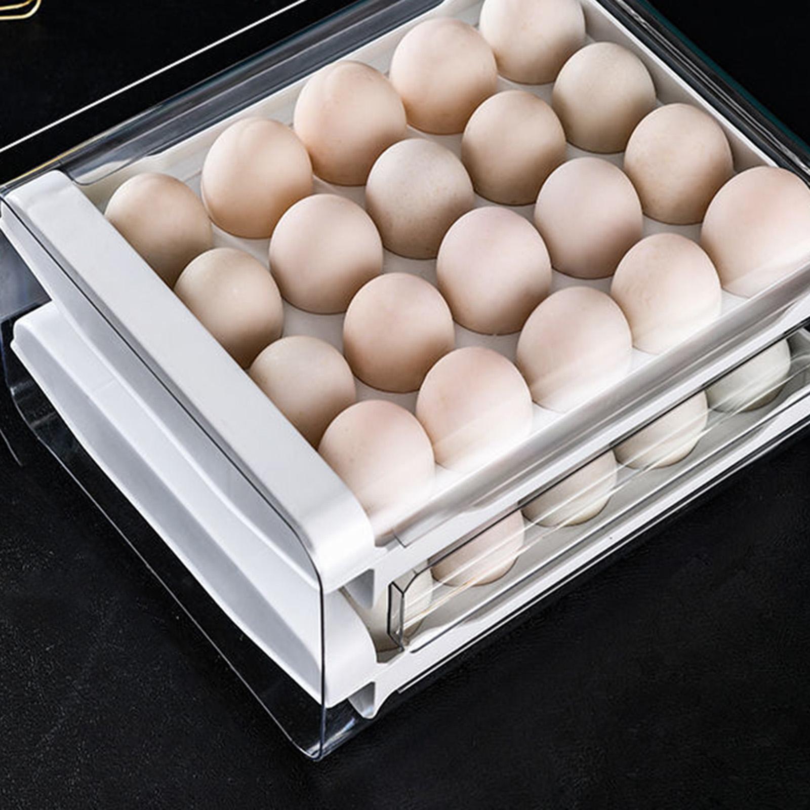 2 Layer Egg Holder Egg Storage Container Reusable Space Saving Durable Egg Fresh Storage Box Egg Tray for Cupboard Countertop Refrigerator