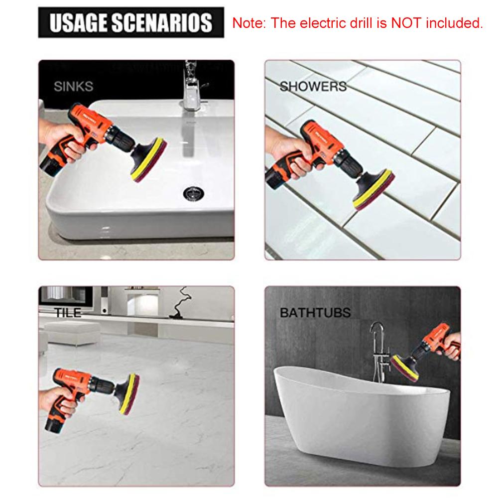 11Pcs Scrubbing Cleaning Kit 4-inch Adhesive Plate Scrub Pads Scouring Pad Kit Compatible with Electric Drill for Carpet
