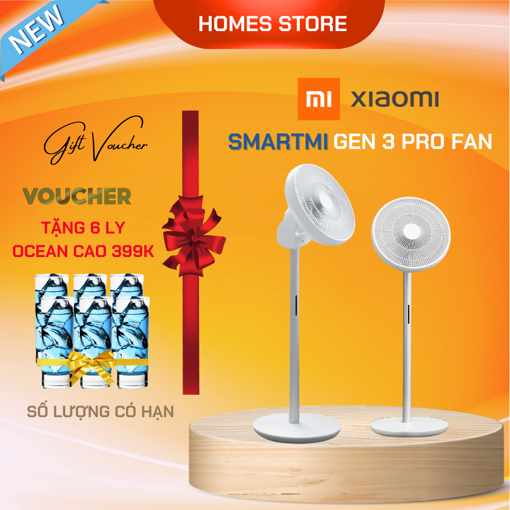 Quạt Tích Điện Thông Minh Xiaomi Smartmi Gen 3 Pro Công Nghệ Xoay 3D Ngang Dọc Gió AI Thông Minh Có Remote, Kết Nối App Công Suất 35 W- Hàng Quốc Tế