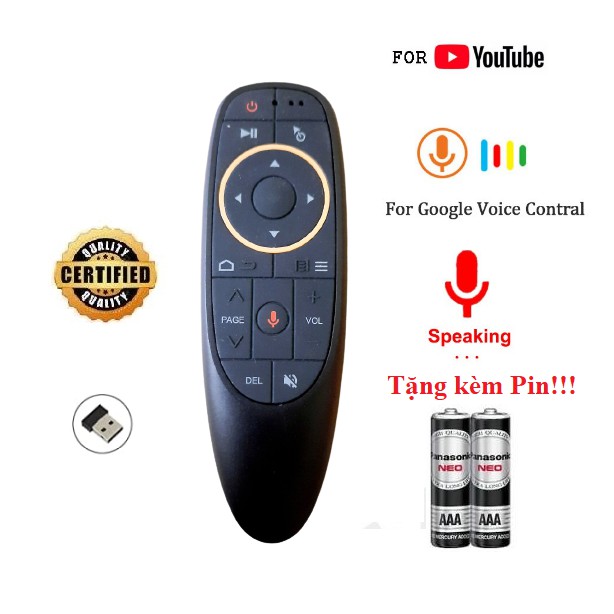 Chuột bay Voice G10S, ra lệnh bằng giọng nói, hỗ trợ tìm kiếm dành cho Google Assistant, Tặng kèm Pin