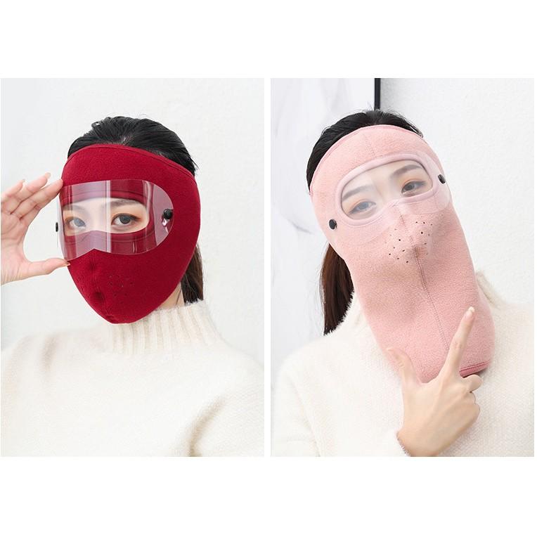Khẩu trang ninja trùm kín mặt thêm kính bảo vệ mắt chống nắng chống gió bụi nắng hanh mùa đông nam nữ