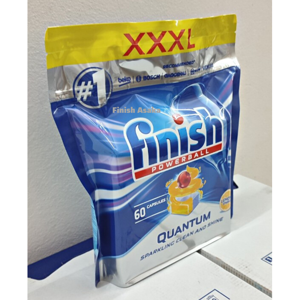 Viên rửa bát Finish Quantum Max Túi 60 viên, Hương Chanh - Chính Hãng.