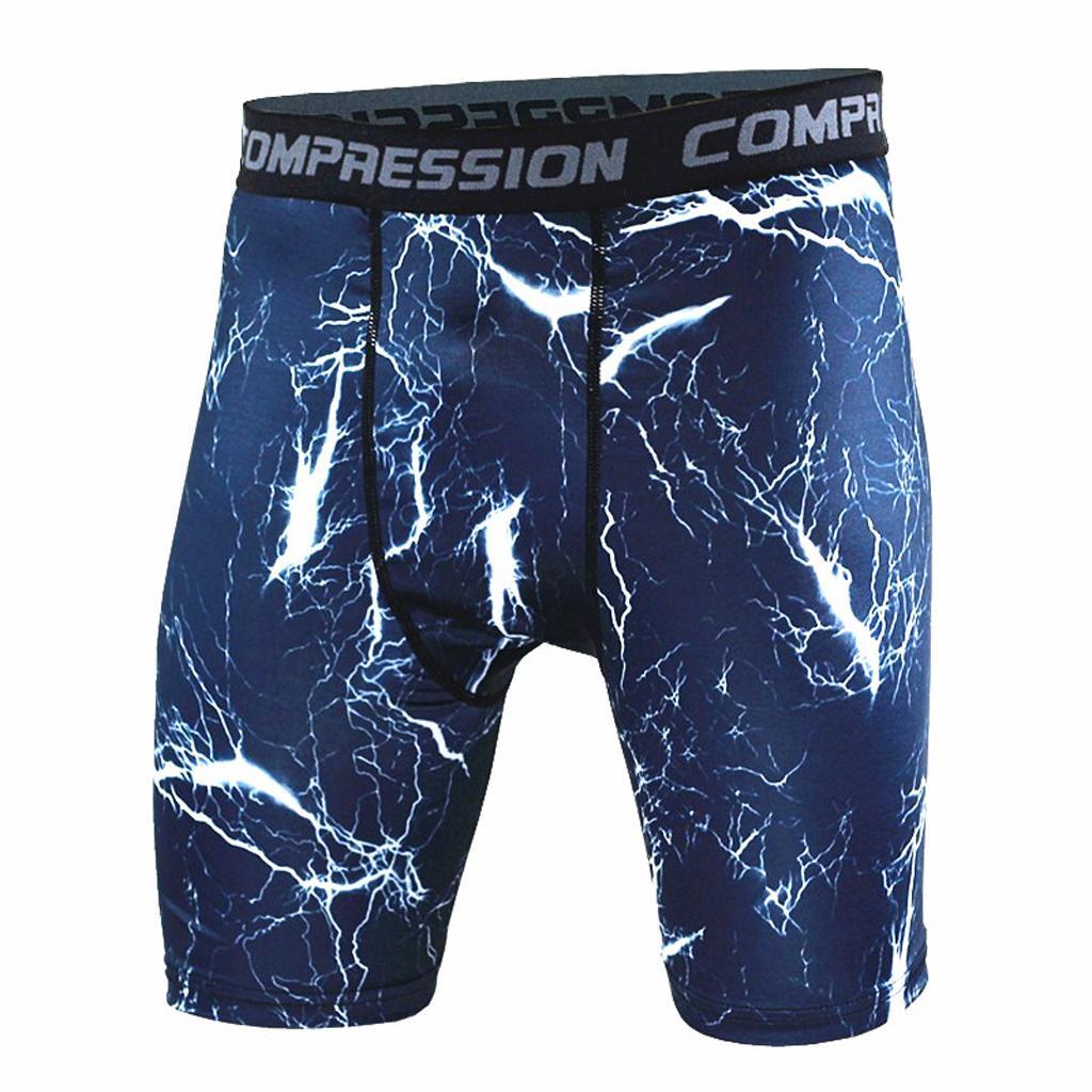 Mens High Elastic Printed Compression Shorts Fitness Sports Tights 1 XXL