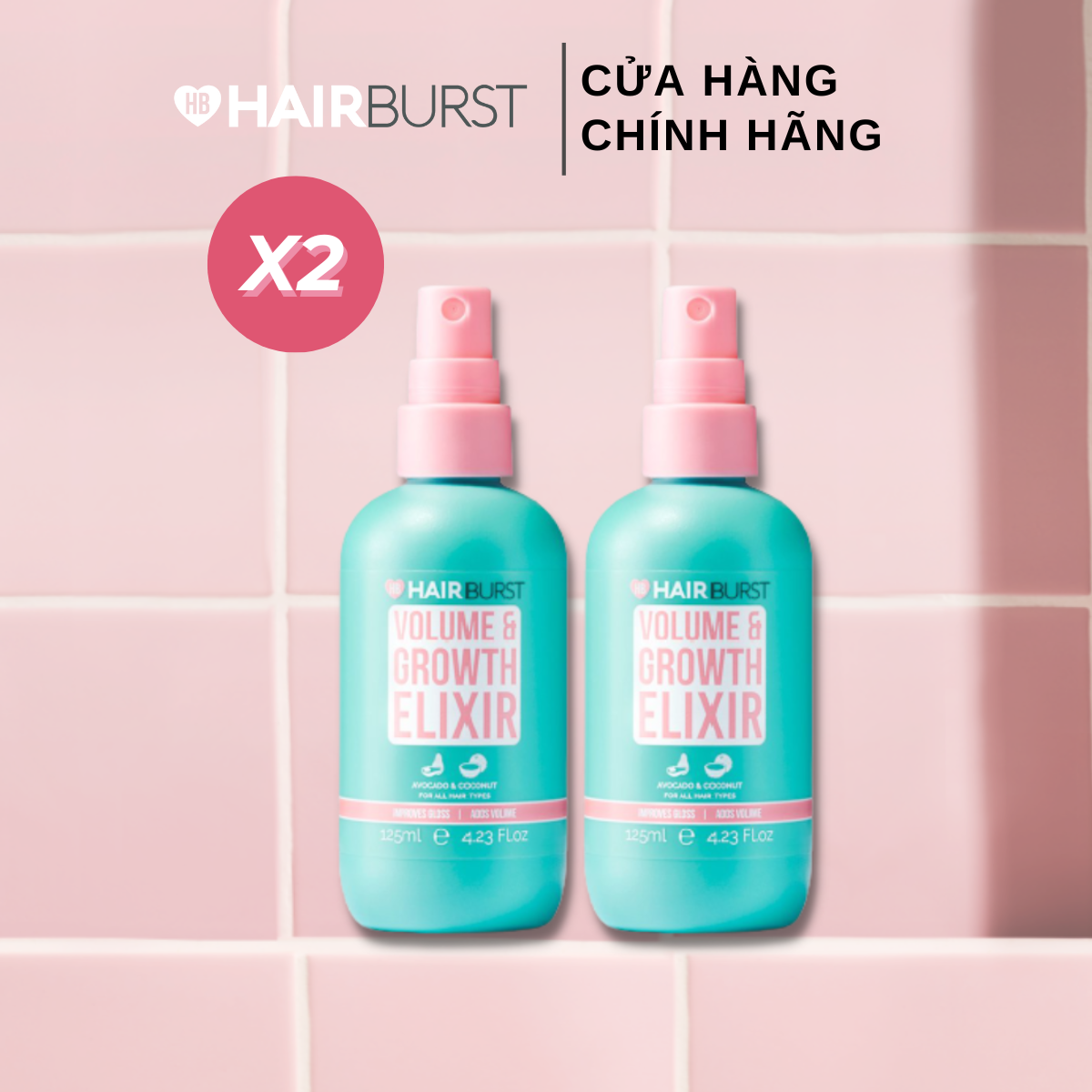 Combo 2 Xịt Hairburst Volume and Growth Elixir Tạo Độ Phồng Và Kích Thích Mọc Tóc 125mlx2