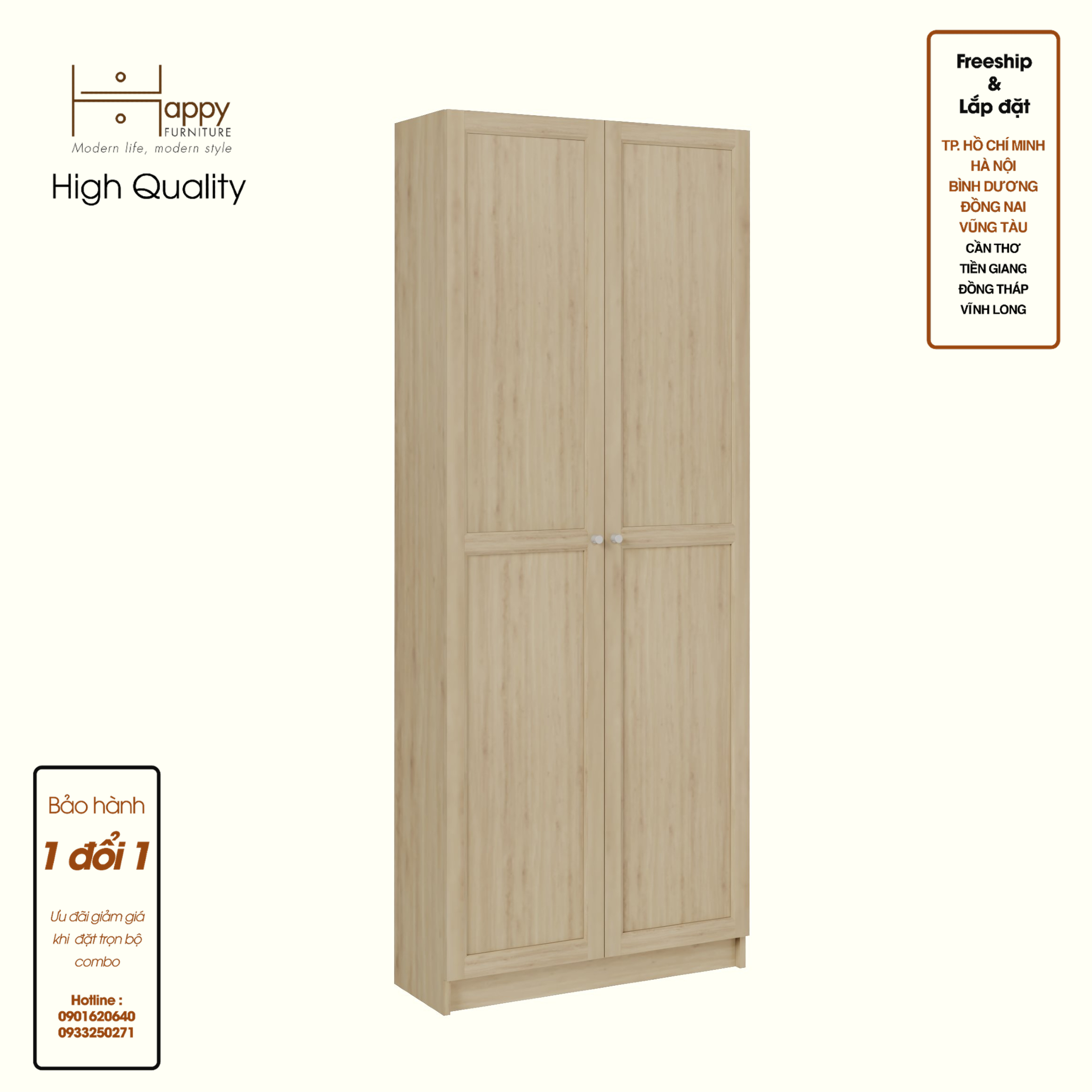 [Happy Home Furniture] CATY, Kệ sách 6 tầng 2 cửa mở, 80cm x 30cm x 202cm ( DxRxC), KSA_058