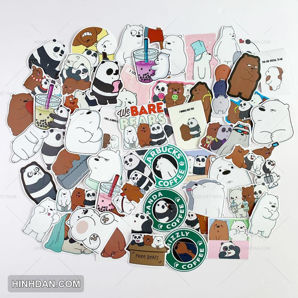 Sticker WE BARE BEARS - Những Chú Gấu - Dán Trang Trí - Chất Liệu PVC Cán Màng Chất Lượng Cao Chống Nước, Chống Nắng, Không Bong Tróc Phai Màu