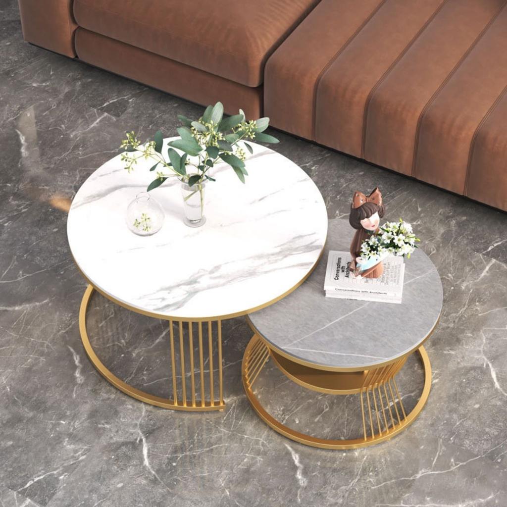 Bàn trà đôi mặt đá ceramic nhập khẩu, bàn sofa phòng khách phong cách Bắc âu - Bảo hành 12 tháng