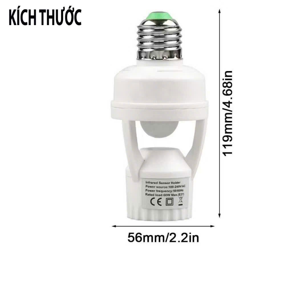 Đui Đèn Cảm Biến Chuyển Động Tự Bật Tắt E27, Đuôi Đèn Xoáy Cảm Ứng Radar Tiết Kiệm Điện - HÀNG CHÍNH HÃNG MINIIN