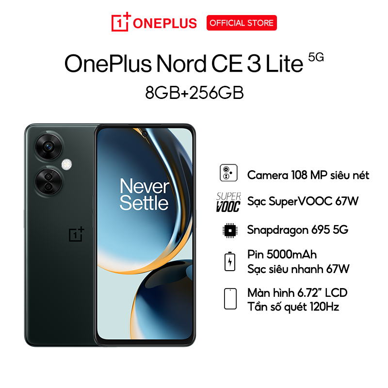 Điện Thoại OnePlus Nord CE 3 Lite | 6.72 Inch IPS LCD | 5000mAh | Snapdragon 695 5G | 8GB 256GB - Hàng Chính Hãng