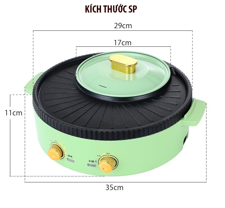 BẾP LẨU NƯỚNG NHẬT NGUYỆT KẾT HỢP 2 TRONG 1, VỪA LẨU VỪA NƯỚNG KHÔNG KHÓI, SIÊU TIỆN LỢI, Tròn