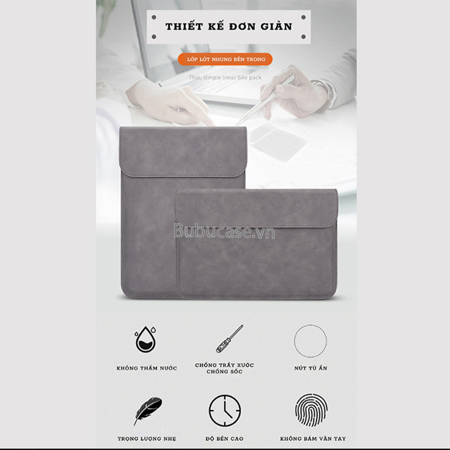 Túi Da Kháng Nước Cao Cấp Dành Cho Macbook / Laptop, Chống sốc, Thiết Kế Đơn Giản, Sang Trọng