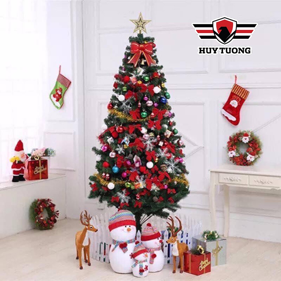 Cây thông Noel 1m6 tặng kèm đầy đủ phụ kiện - Cây thông Noel trang trí full phụ kiện cao 1.6m