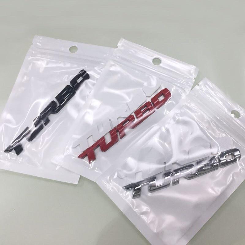 Logo chữ Kim loại TURBO dán trang trí ô tô dài 10cm