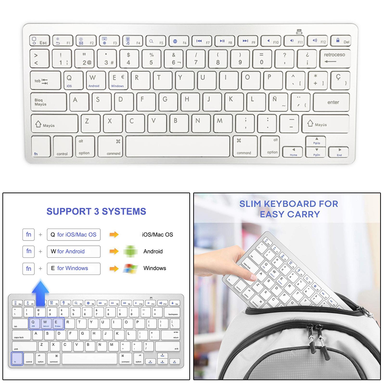 Ultra Thin Bluetooth Keyboard  Wireless 78 Keys Spanish Keyboard for IOS / Android / Windows 285x 120x18mm