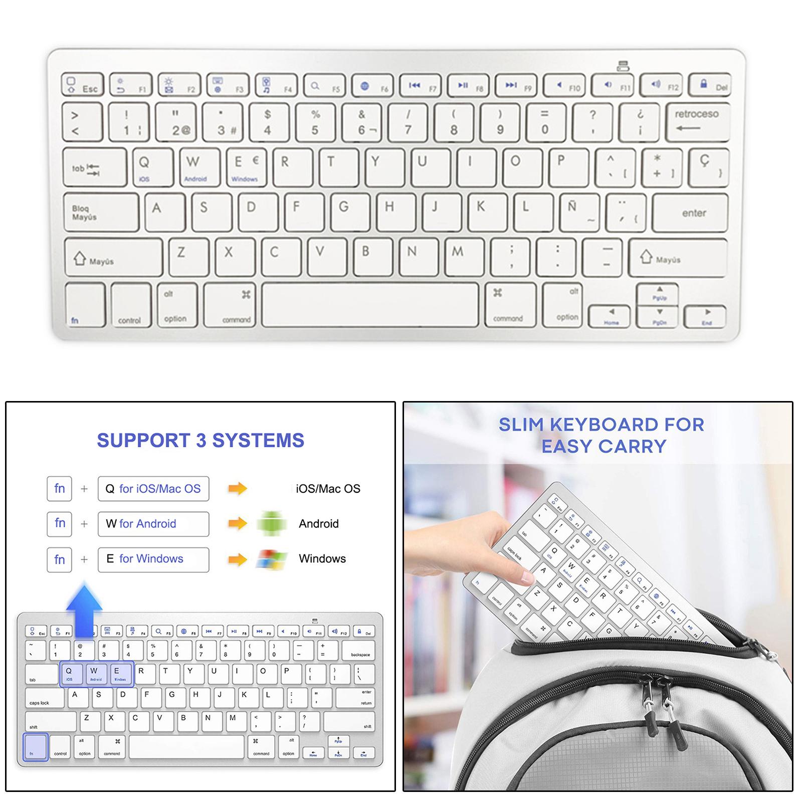 78-Key Spanish Wireless Bluetooth Keyboard Keypad for IOS/Android/Windows