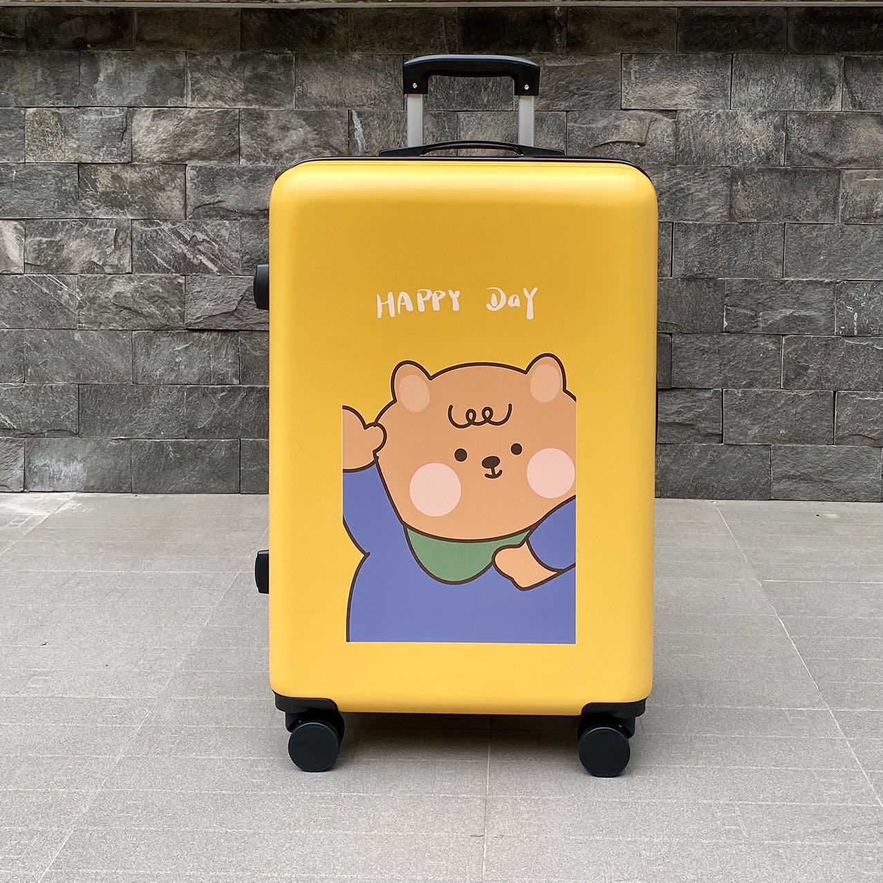 HÌNH THẬT_Vali Du Lịch Tay Kéo In Hình Gấu Cute Chất Liệu Nhựa Nhám PC+ABS 4 Bánh Xe Xoay 360 Độ Hàng Sẵn Kho Đủ Size 20/24/26 inch