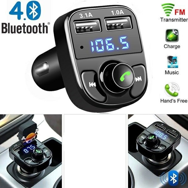 Tẩu Nghe Nhạc Blutooth Trên Xe Ô Tô , Xe Hơi Kèm Cổng Sạc Điện Thoại 3.1A Thương Hiệu Cao Cấp D.E.L X8A