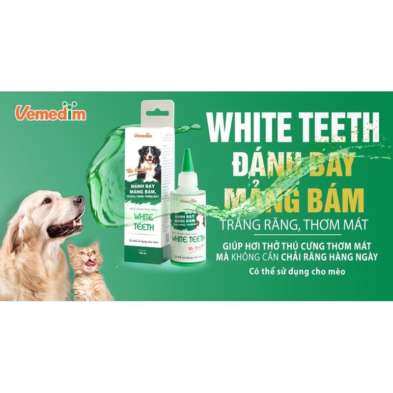 WHITE TEETH - Nước súc miệng đánh bay mảng bám, trắng răng, thơm mát dùng cho chó, mèo