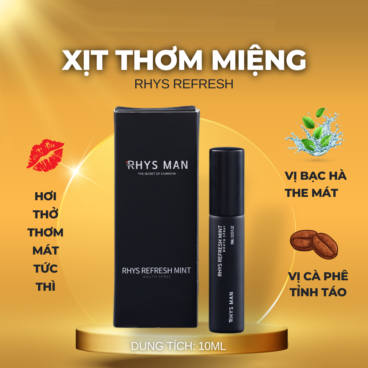 Xịt Thơm Miệng Rhys Refresh Spray Hương Trái Cây The Mát Sothing RHYS MAN 10ml- Hàng Chính Hãng