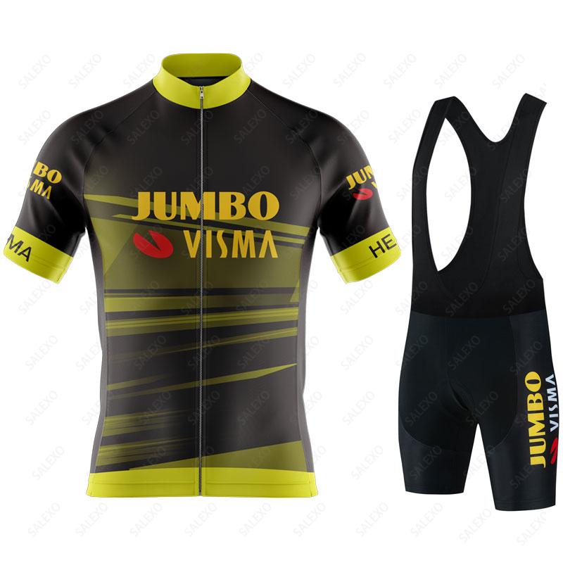 Jumbo Visma Nam Đi Xe Đạp Jersey Bộ Ngắn Tay Mùa Hè Đường Đua Xe Đạp Quần Áo Xe Đạp MTB Yếm Phù Hợp Với Maillot Ciclismo Hombre Color: 8 Size: S