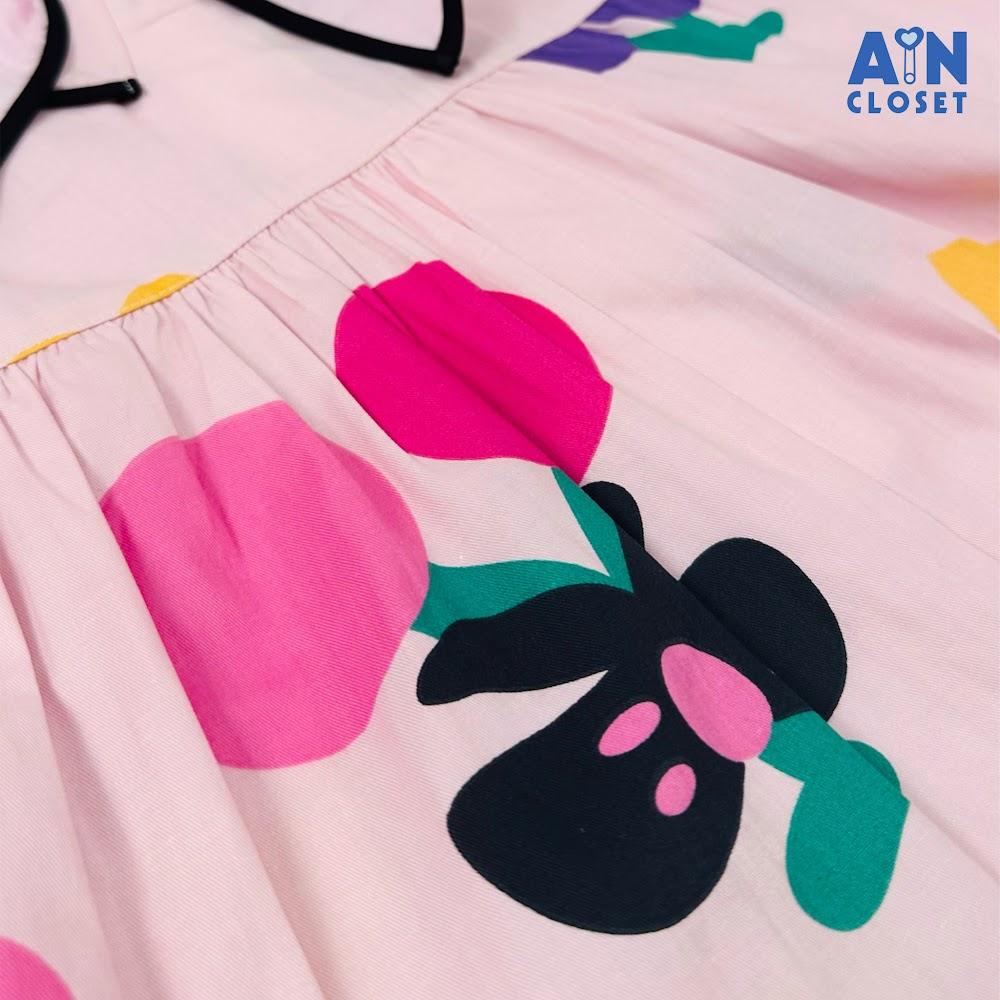 Đầm bé gái họa tiết Cherry Tím nền Hồng cotton - AICDBGZ8VBS6 - AIN Closet