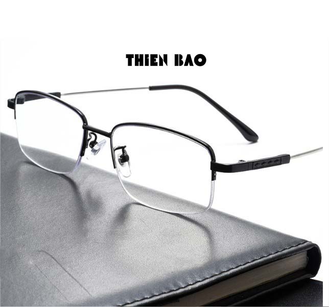 Kính lão thị, viễn thị nửa viền KVM367Đ NAM NỮ xẻ cước cực đẹp, càng TITANIUM siêu dẻo chuẩn độ Nhật bản loại I