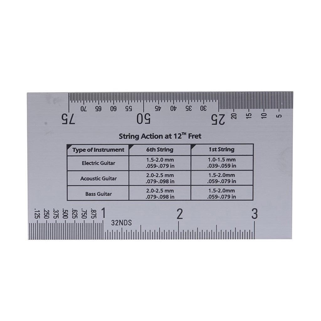 Stainless Steel String Action Ruler with 2pcs Fingerboard Protector Guard