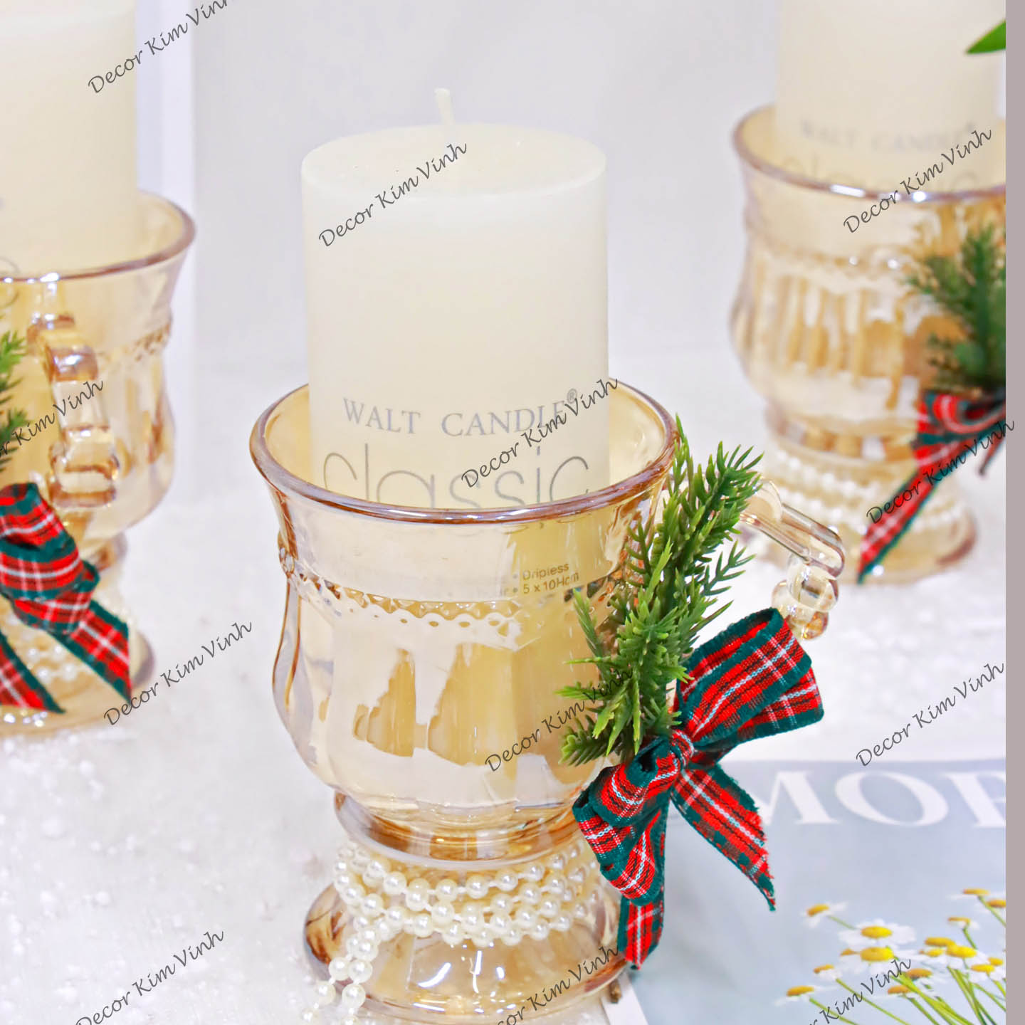 Ly Để Nến Màu Hổ Phách NEN12 Trang Trí Noel Giáng Sinh