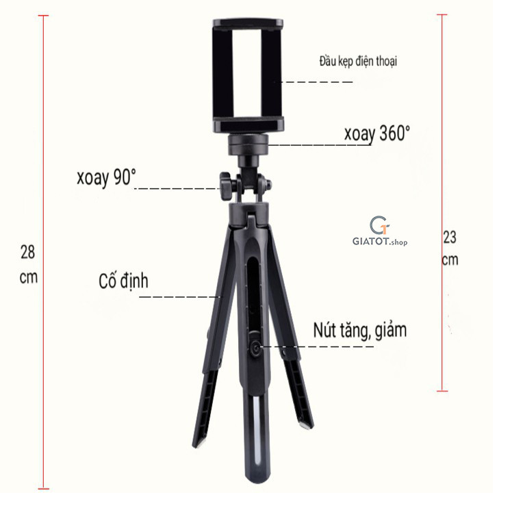 Giá đỡ 3 chân Tripod Support MT01 xoay 360 độ - giá đỡ cho đèn livestream, máy ảnh, điện thoại tiện dụng, ổn định quay phim chụp hình