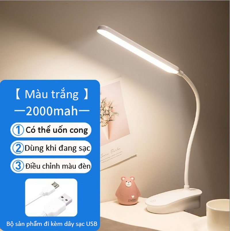 Đèn bàn học chống cận dạng kẹp, đèn bàn học, đèn làm việc LED USB di động CTFAST 03 - Đèn đọc sách thông minh bảo vệ mắt, cảm ứng điều khiển,tích điện sạc USB pin 2000 mAh, thiết kế uốn cong chiếu sáng đa hướng