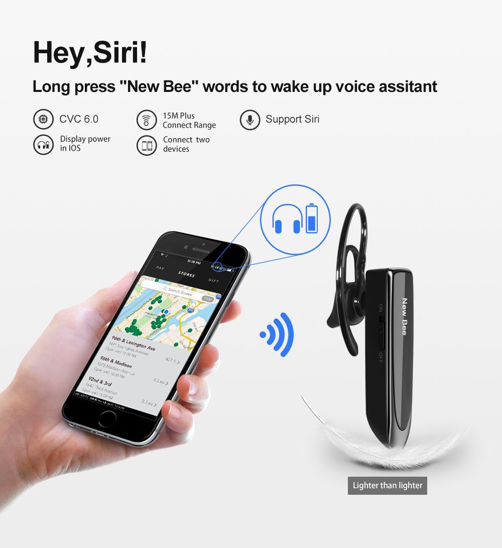 Auriculares Bluetooth New Bee Bluetooth V5.0 Tai Nghe Không Dây Tai Nghe 22H Với Cvc6.0 Mic Cho Lái Xe
