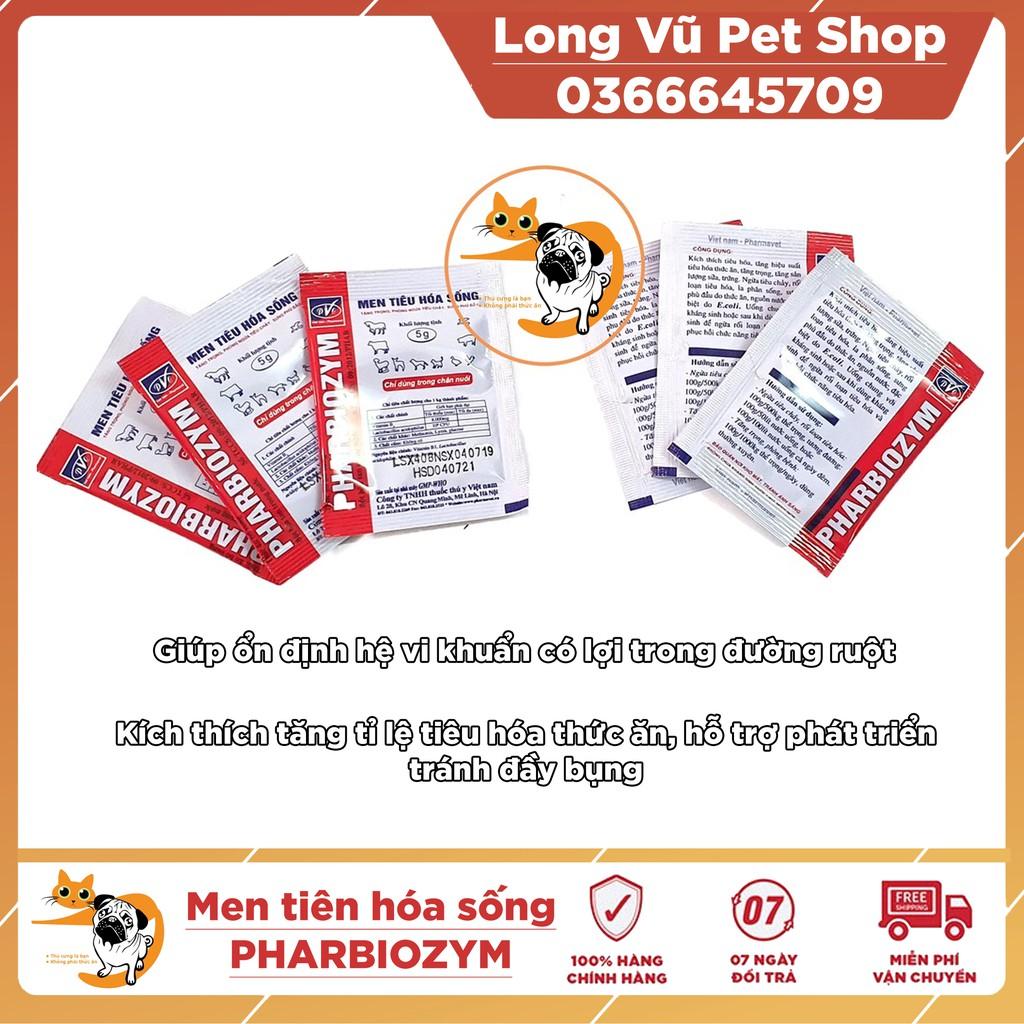 Hộp 25 gói Men hỗ trợ tiêu hóa Pharbiozym 5g cho chó mèo, phòng ngừa tiêu chảy