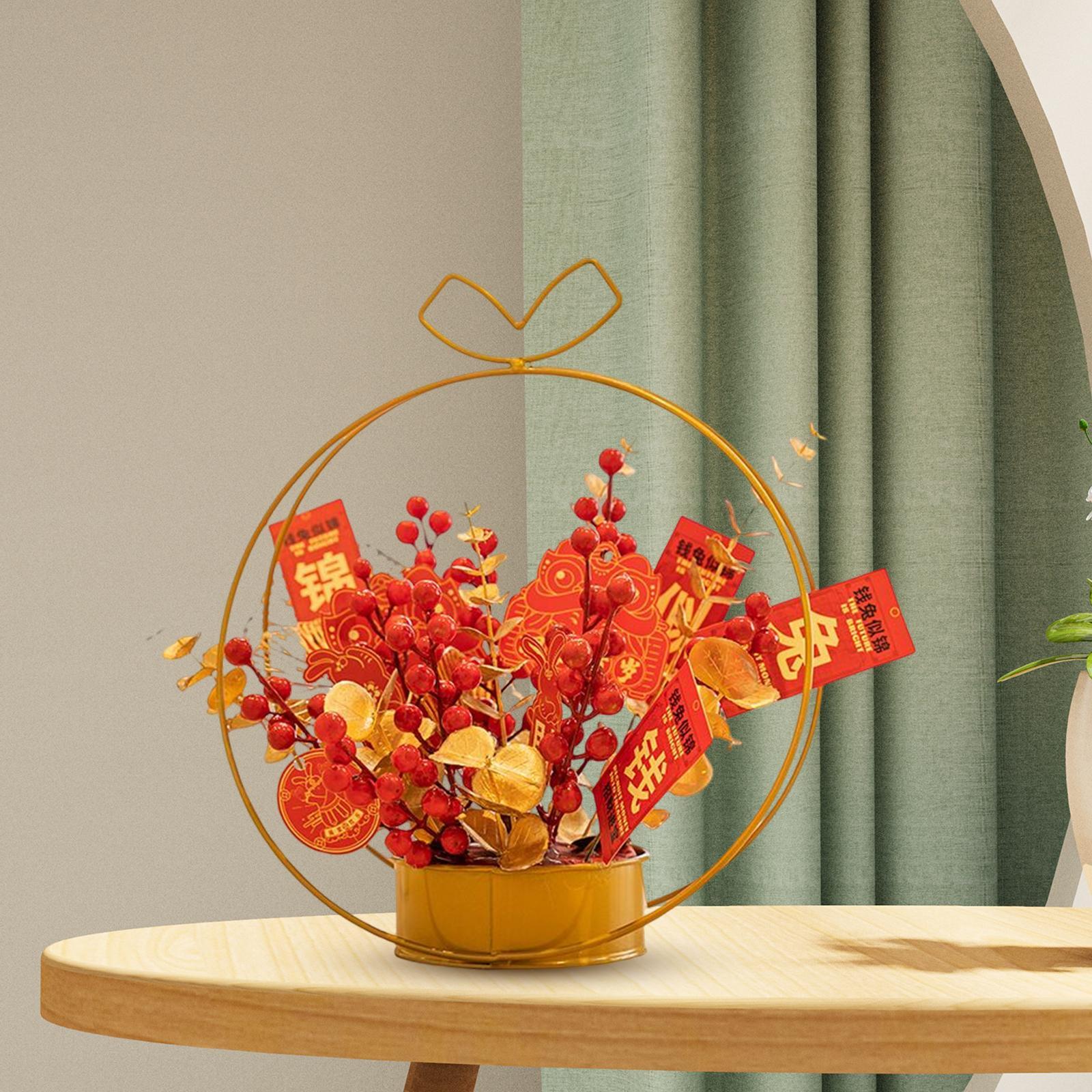 Artificial Flower Basket Ornament Photo Props New Year Party Decoration 2x