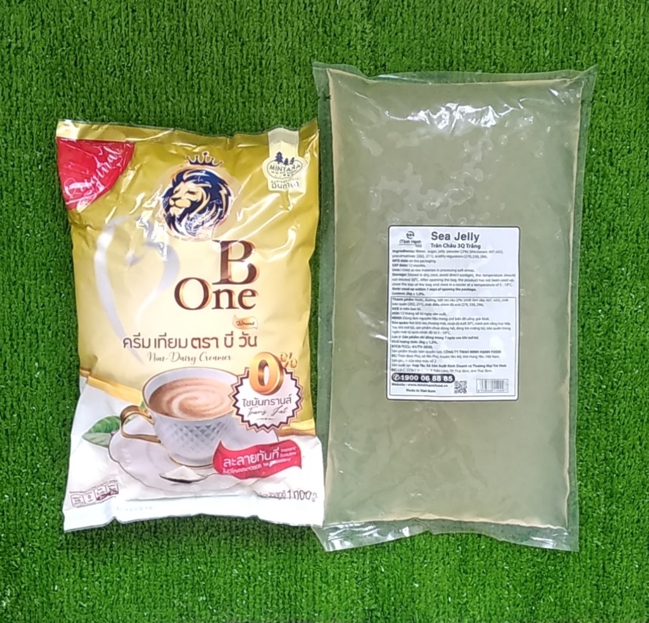 Combo Bộ Trà Sữa Huyền Thoại 1 Kg Bột Kem B-ONE Và 2 Kg Trân Châu 3Q Sea Jelly Trắng