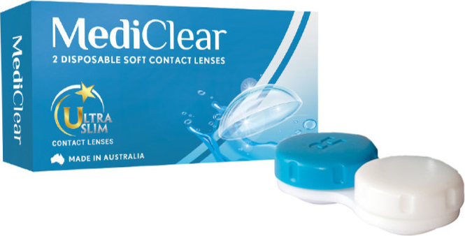 Kính Áp Tròng Australia Cận Thị Không Màu Mediclear 3 Tháng + Khay Đựng