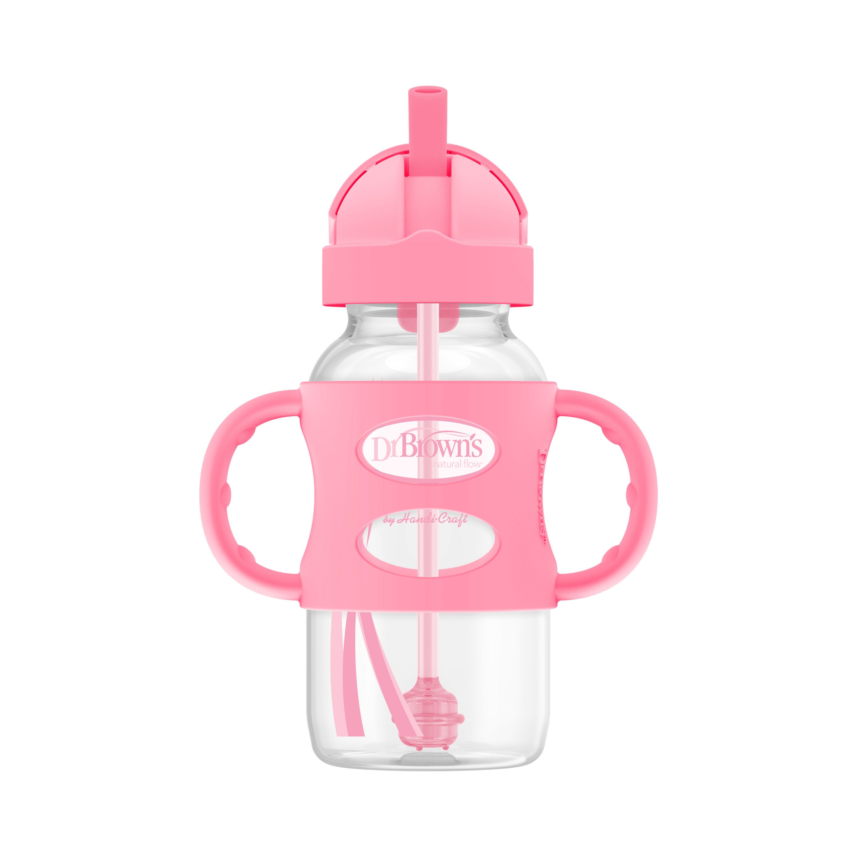 [ WB91011 ] Bình sữa chuyển tiếp, có ống hút silicone và hai tay cầm, cổ rộng, nhựa PP, 270ml