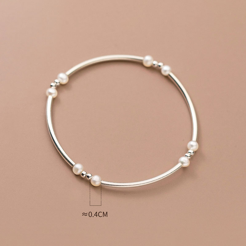 Vòng Tay Nữ, Vòng Tay Bạc Nữ Khúc Bạc Mùa Hè Thời Trang, Lắc Tay Bạc Nũ Thiết Kế Đơn Giản Đính Hạt Ngọc Nhân Tạo - LT2711 - Bảo Ngọc Jewelry