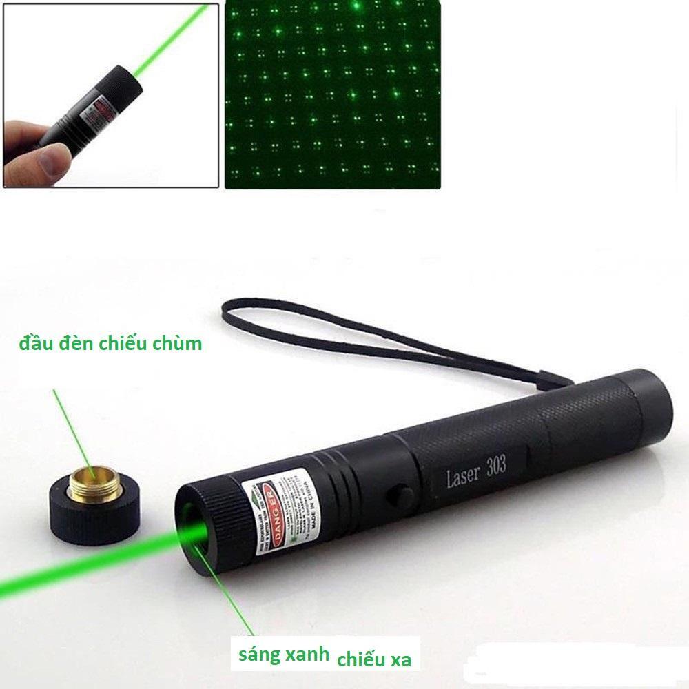 Đèn laser thuyết trình as xanh, giám sát công trình Đèn pin tia laze laser 303 Cực Mạnh Loại 1 chiếu xa Tặng kèm Pin sạc