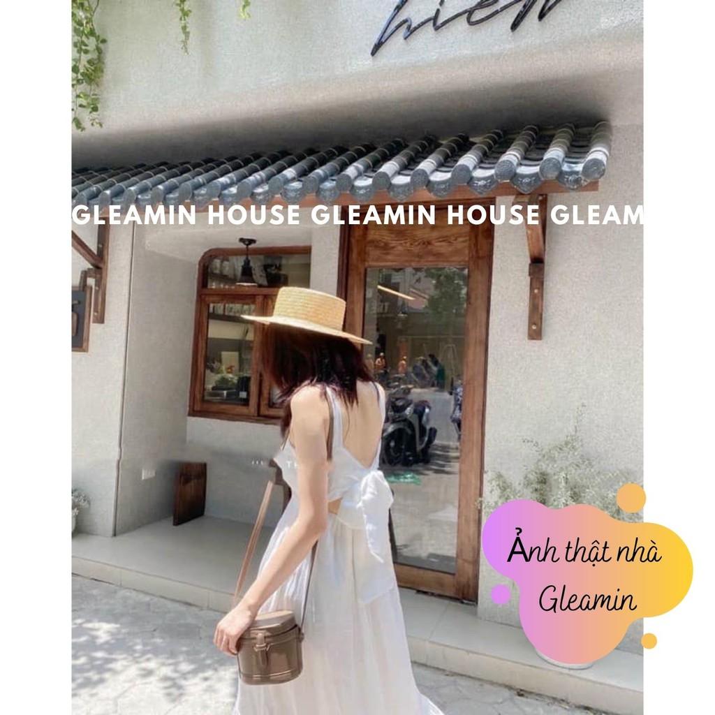 Váy-đầm maxi 2 dây xoè dáng dài chất lụa đi biển hở lưng buộc nơ 2 màu, Váy-đầm maxi hai dây suông rộng babydoll vạt bèo