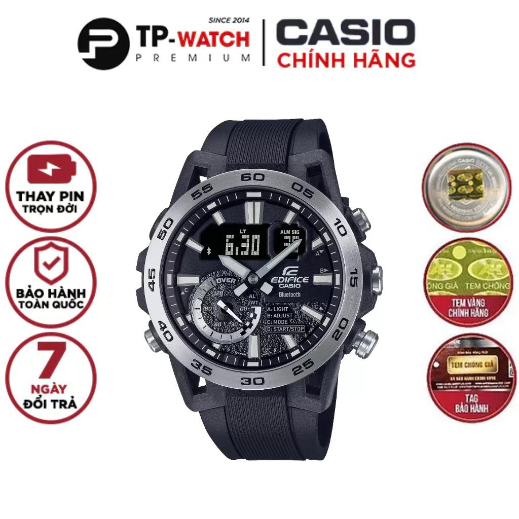 Đồng Hồ Nam Dây Nhựa Casio Edifice ECB-40P-1A Chính Hãng Bluetooth | Khung máy Carbon | ECB-40P-1ADF