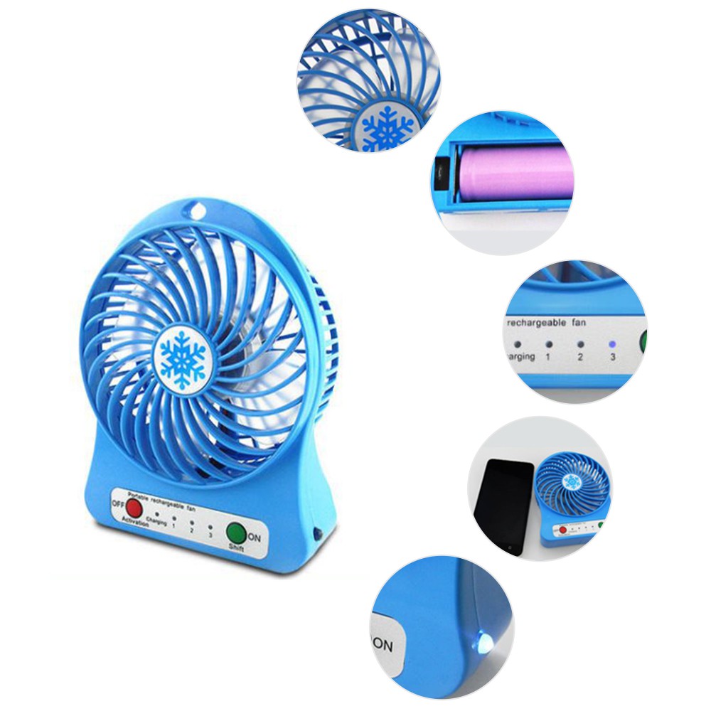 Combo Quạt Mini + Tặng Kèm Cáp Sạc, Pin Và ĐÈN LED USB