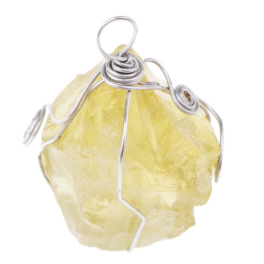 Dây Wraped Trang Sức Đính Đá Citrine Tự Nhiên Đá Pha Lê Mặt Dây Chuyền Vòng Tay Charm