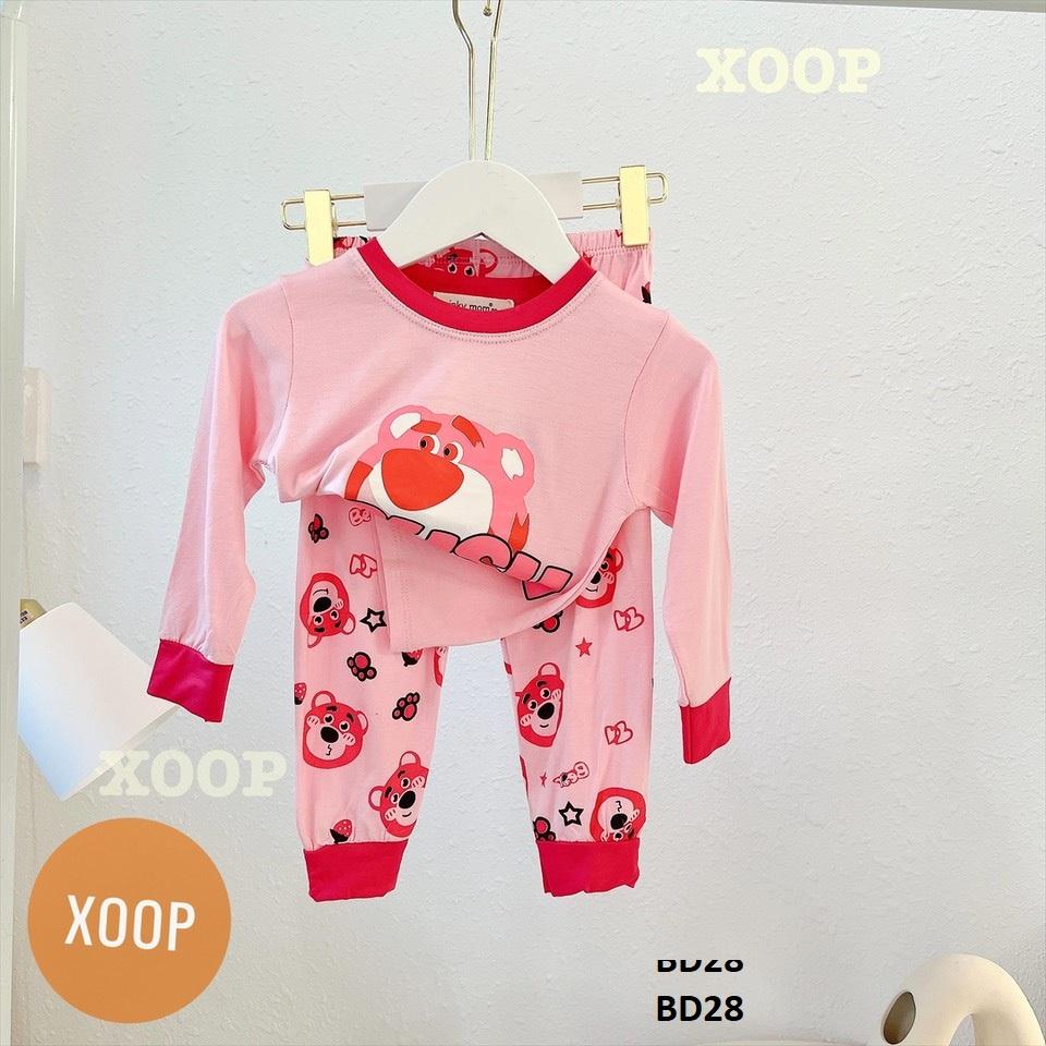 Bộ dài tay chất thun lạnh - Bộ dài tay hang Minky Mom in họa tiết Gấu Crush cho bé (9-19kg) BD28